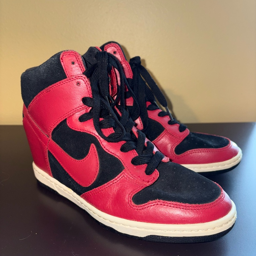 Nike Red and Black High-Top Sneakers